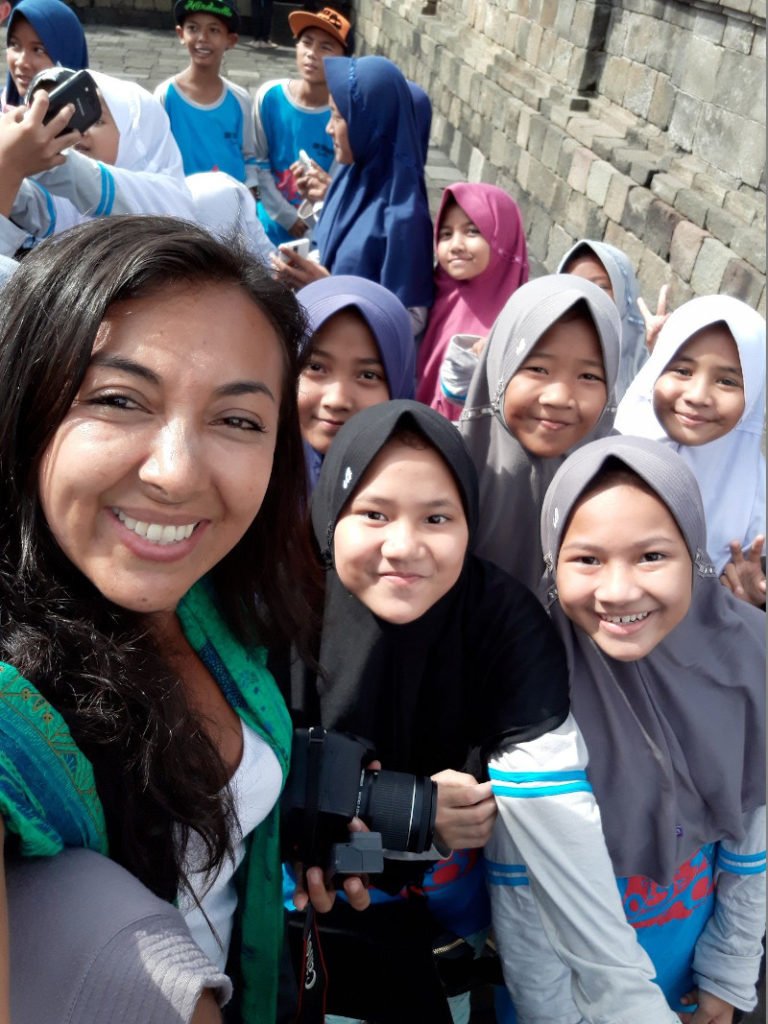 Niñas musulmanas Borobudur Java